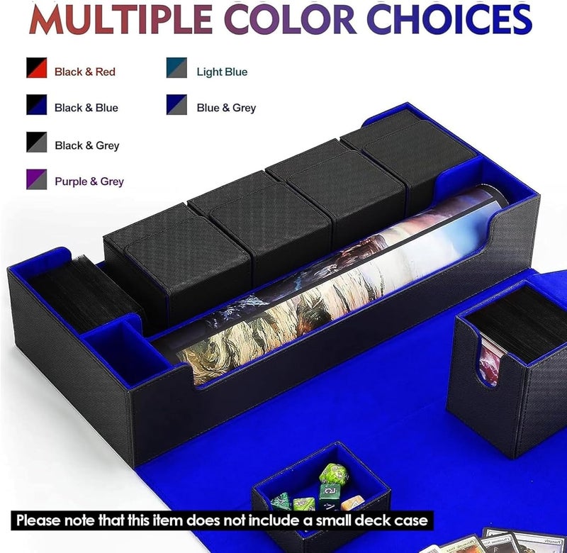 Scimi Premium Trading Card Storage Case TCG Deck Box Holds 800+ Sleeved Cards for MTG, YuGiOh, Uno, Sport with Strong Magnet Closure (Black/Blue) - Image 2